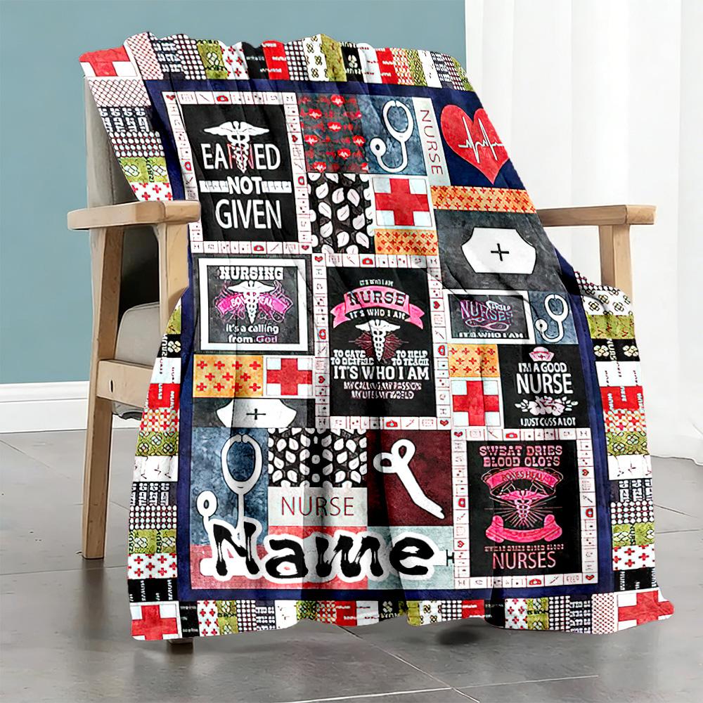 Nurse Style565 Customize Your Name Blanket Multi-purpose Personalized Blanket Soft & Cozy Versatile for Sofa Nap Bedding Home Decor for All Occasions