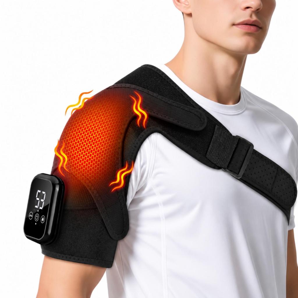 Heated Vibrating Shoulder Massage Pad Rechargeable with