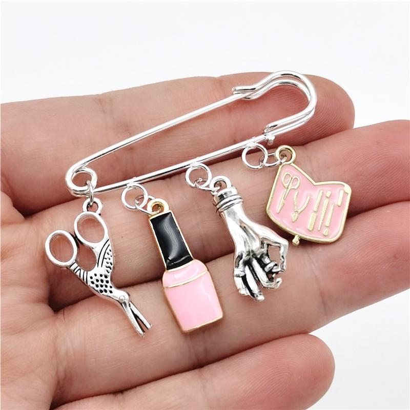 Fashion Nail Art Brooch Vintage Jewelry Mini Nail Art Nail Polish Scissors Pin Brooches