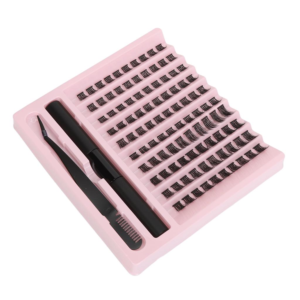 100 trsů umělých řas Tloušťka D Zakřivení DIY Prodlužování řas s 3ml lepidlem Pinzeta