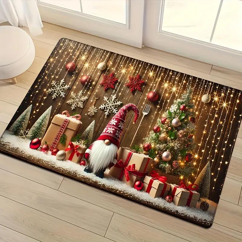 Christmas Snowman Gnome Doormat Non-Slip Entrance Doormat Home Decor Carpet for Living Room Rugs Bathroom Floor Rug