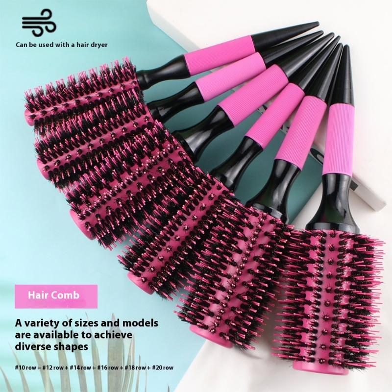 Professional round Hair Brush for Women Wooden Handle Boar Bristle Mixed with Nylon Salon Quality Hair Styling Tool for Curling