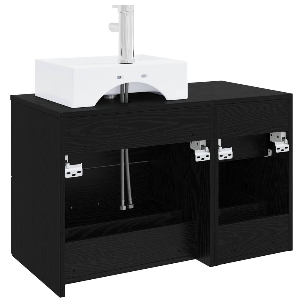 Bathroom Furniture Set 2 Pcs Black Oak Engineered Wood