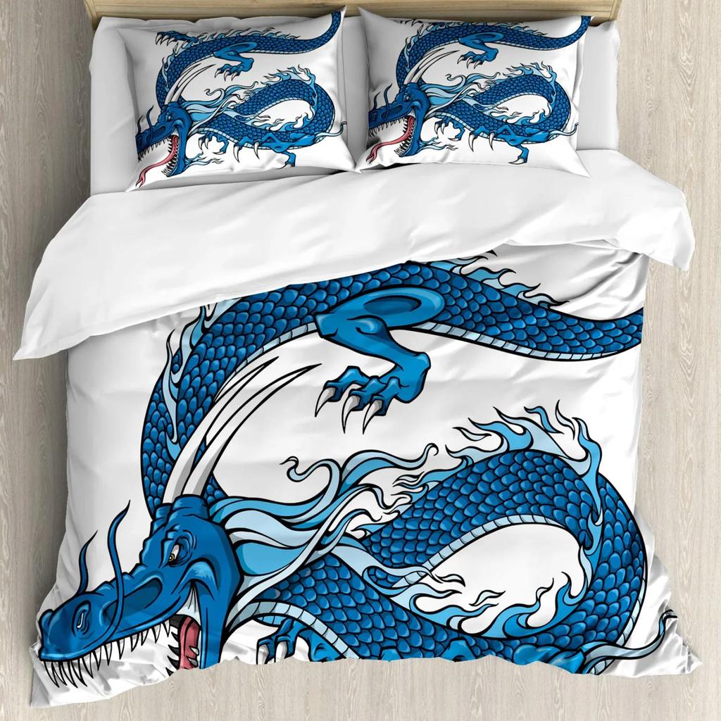 Fantasy Duvet Cover Knight Don Quixote Horse On Dragon Valley Medieval Image Print Double Queen King Size Polyester Qulit Cover