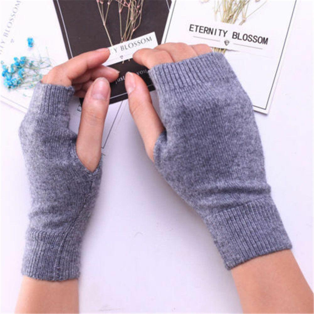 Women Girl Fingerless Sheep Wool Half Mitten Wrist Gloves Knitted Wool Glove Exposed Finger