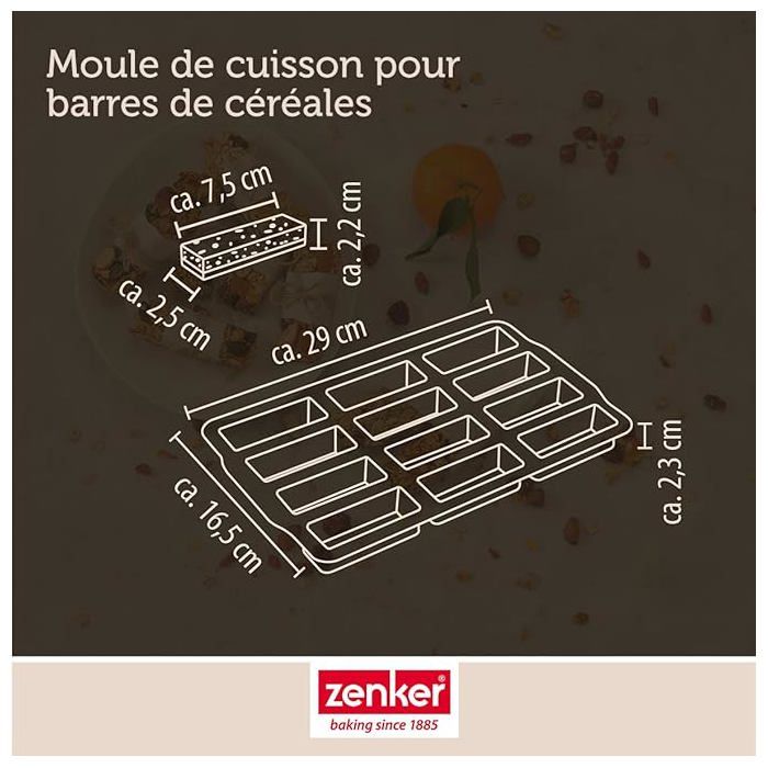Moule en silicone pour 12 barres de muesli zenker sweet sensation