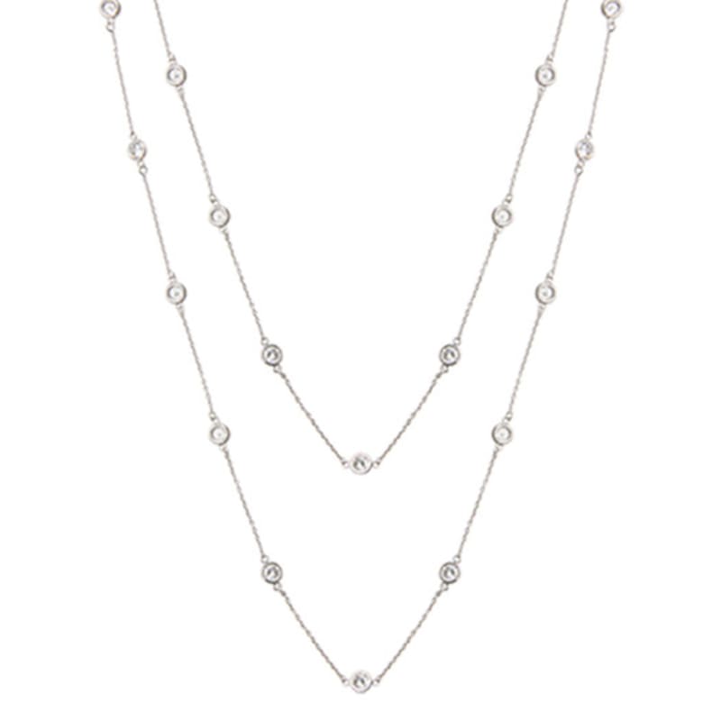 

MACIER Bezel Long Chain Necklace silver