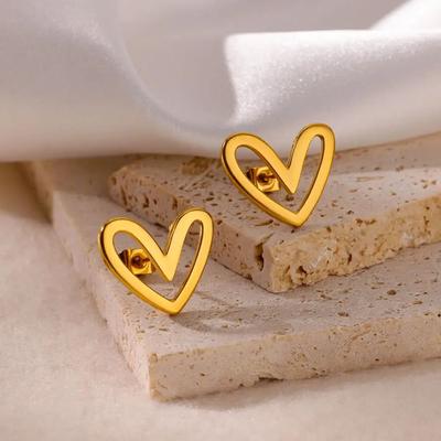Heart Stainless Steel Hollow Stud Earrings For Women Creative Trendy Heart Wedding Stud Earrings Trendy Banquet Jewelry Gifts