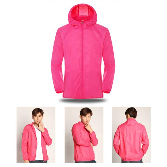 Bunda do větru s kapucí, dlouhým rukávem, stahovacími manžetami, kapsami, zapínáním na zip, pro muže a ženy, voděodolná, s ochranou proti slunci