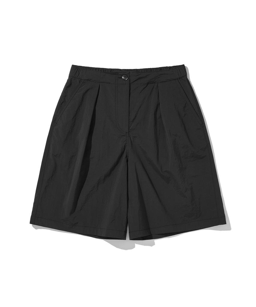 HELEMENT Women'S Pintuck Wide Shorts (Black)
