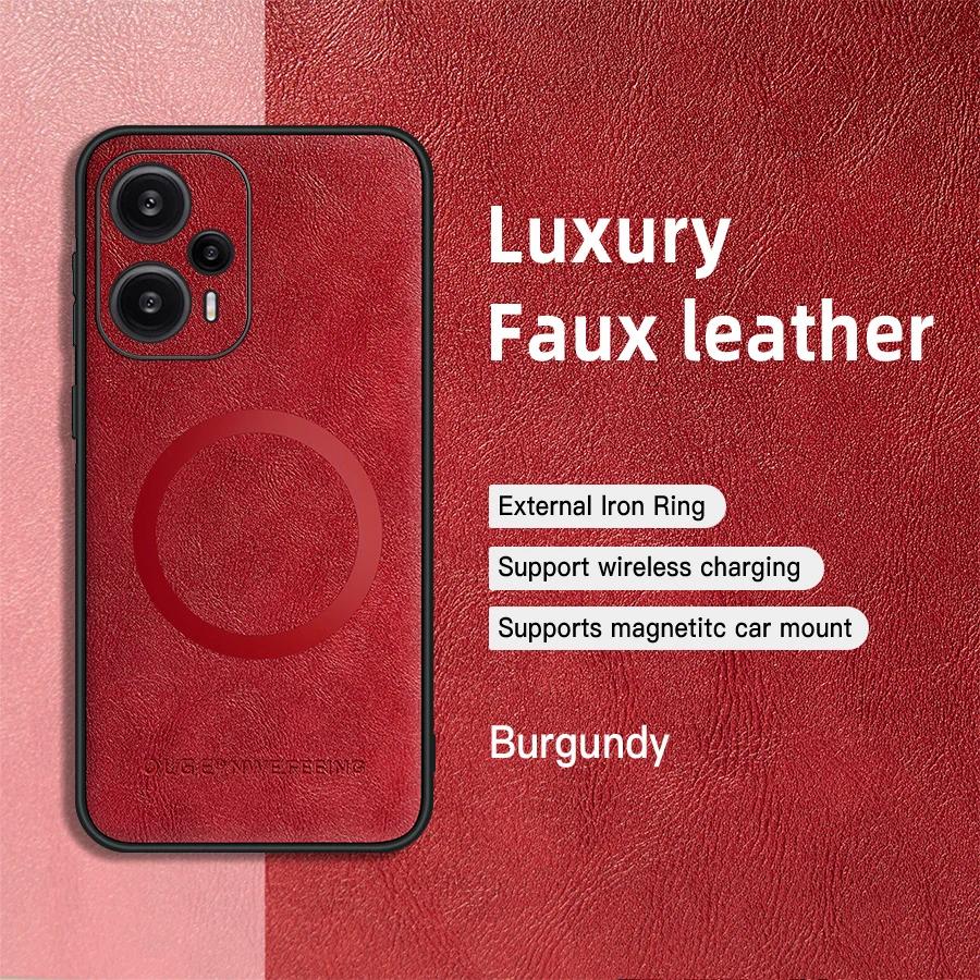 For POCO F5 F5 Pro PU Leather Magnetic Ring Soft Edge Anti-Drop Anti-Fingerprint Phone Case