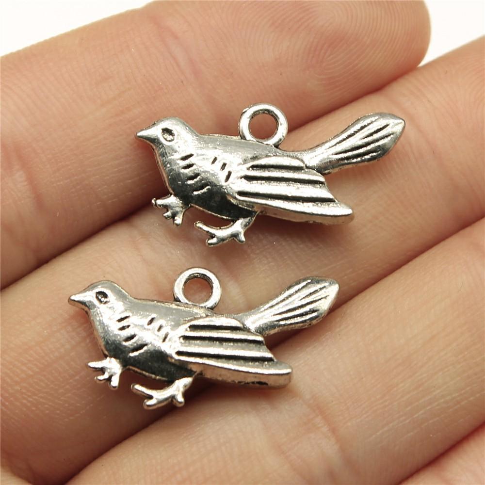 10pcs Bird Charms Antique Silver Color Bird Charms Pendants For Bracelets Flying Bird Charms Making Jewelry