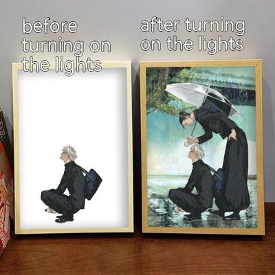 Jujutsu Kaisen Light Decorative Painting Anime Figure Led Decors Photo Frame Glowing Painting Poster