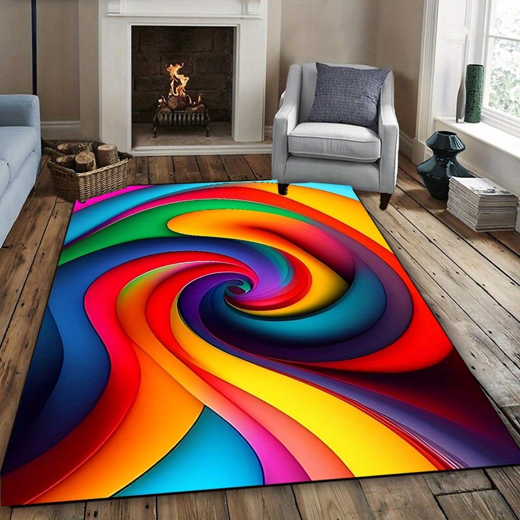 Vibrant Irregular Abstract Art Pattern Carpet, Easy To Clean and Stain-resistant, Outdoor Carpet Crystal Velvet +