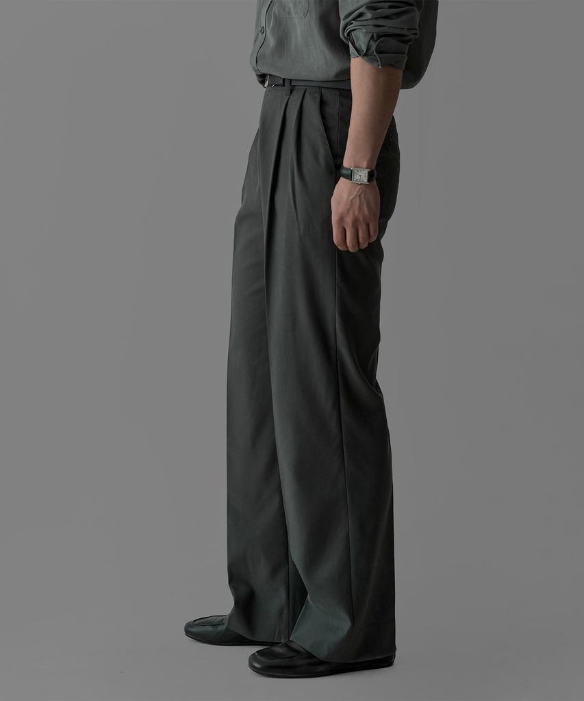 Baulopeulodeogteu Tencel Double-Pleat Slacks [Charcoal]