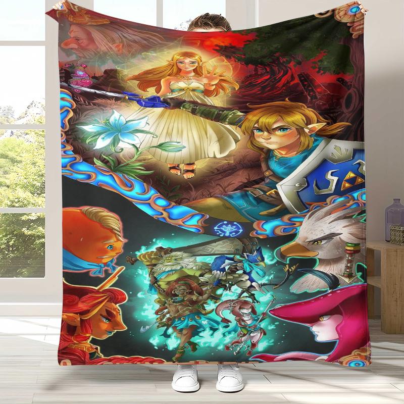 Retro Z-Zelda Cartoon Link Games Flannel Blanket,Ultra Soft Warm Plush Throw for Home Bedroom Bed Sofa Cover Camping Picnic Kid