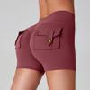 Women's High Waist Peach Butt Yoga Shorts with Pocket - Quick-Dry, High Elastic Fitness Running Pants