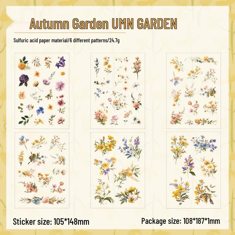 ZABC Cross-Cut Floral Theme Sticker Pack for Journals - Grass Flower Ballad Series