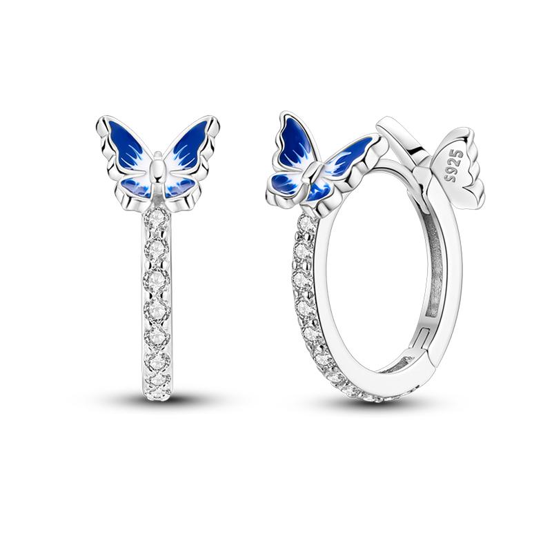 Women's Spring 925 Silver Butterfly Dragonfly Flowers Color Romantic Sweet Earrings Fit for Party Delicate Gift Jewelry