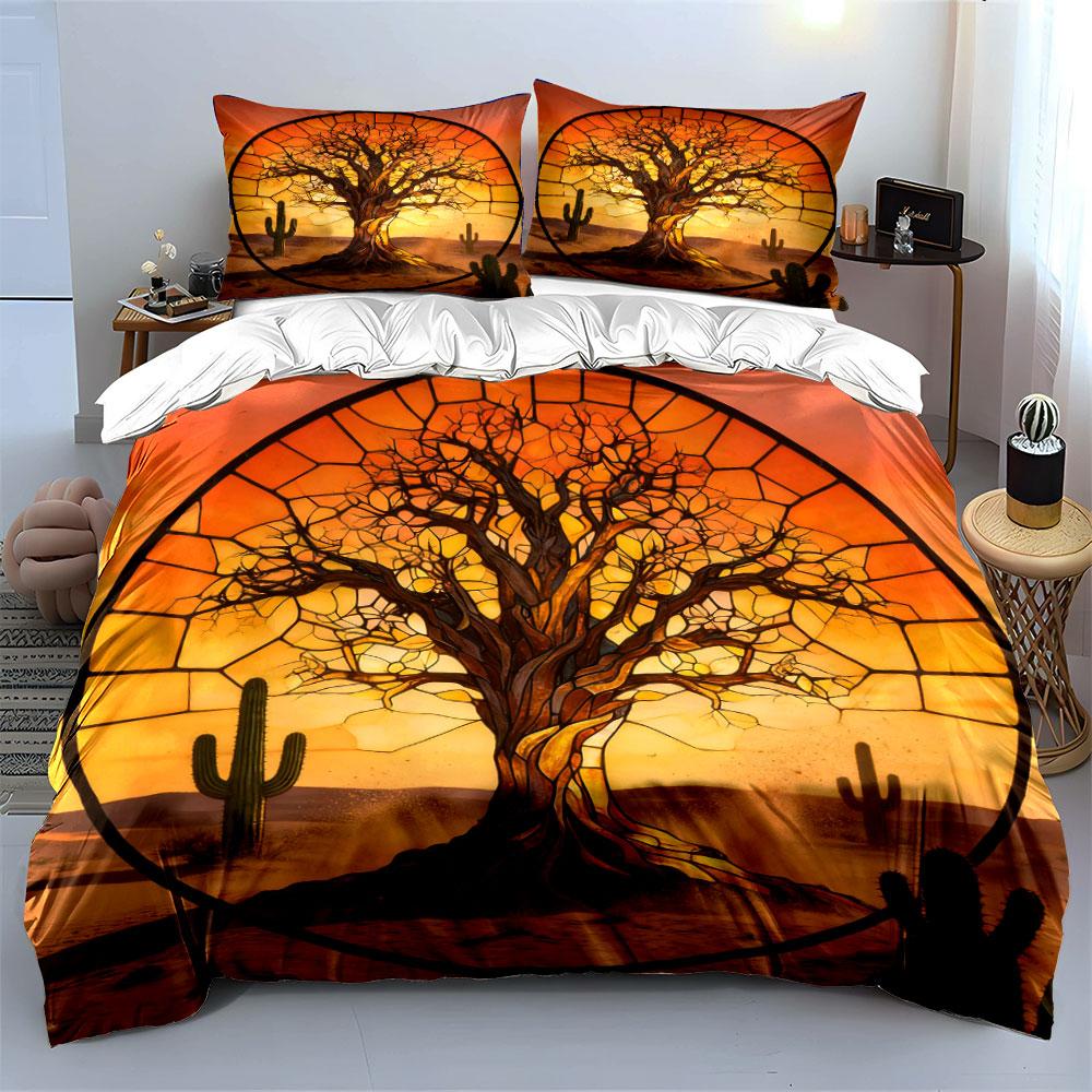 Desert Tree Art Decor Set Soft Comfortable Duvet Cover Bedding Set Included 1*Duvet Cover & 2*Pillowcases, Gift