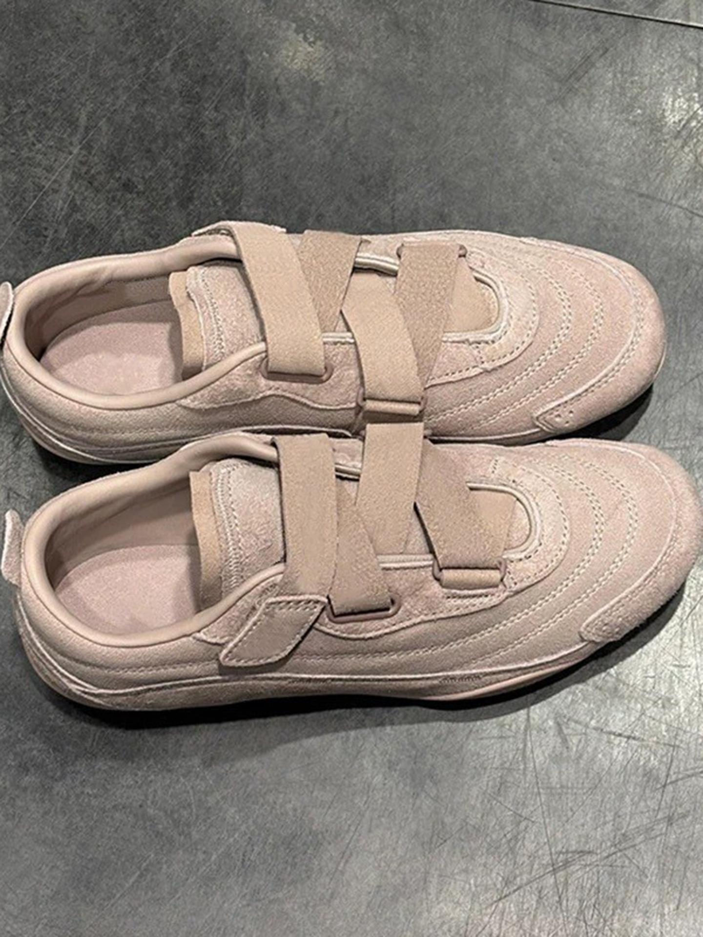 

[Fanfna] Full fleece leather French retro style Velcro ballet training shoes women s fashion casual sports shoes women 40 серый