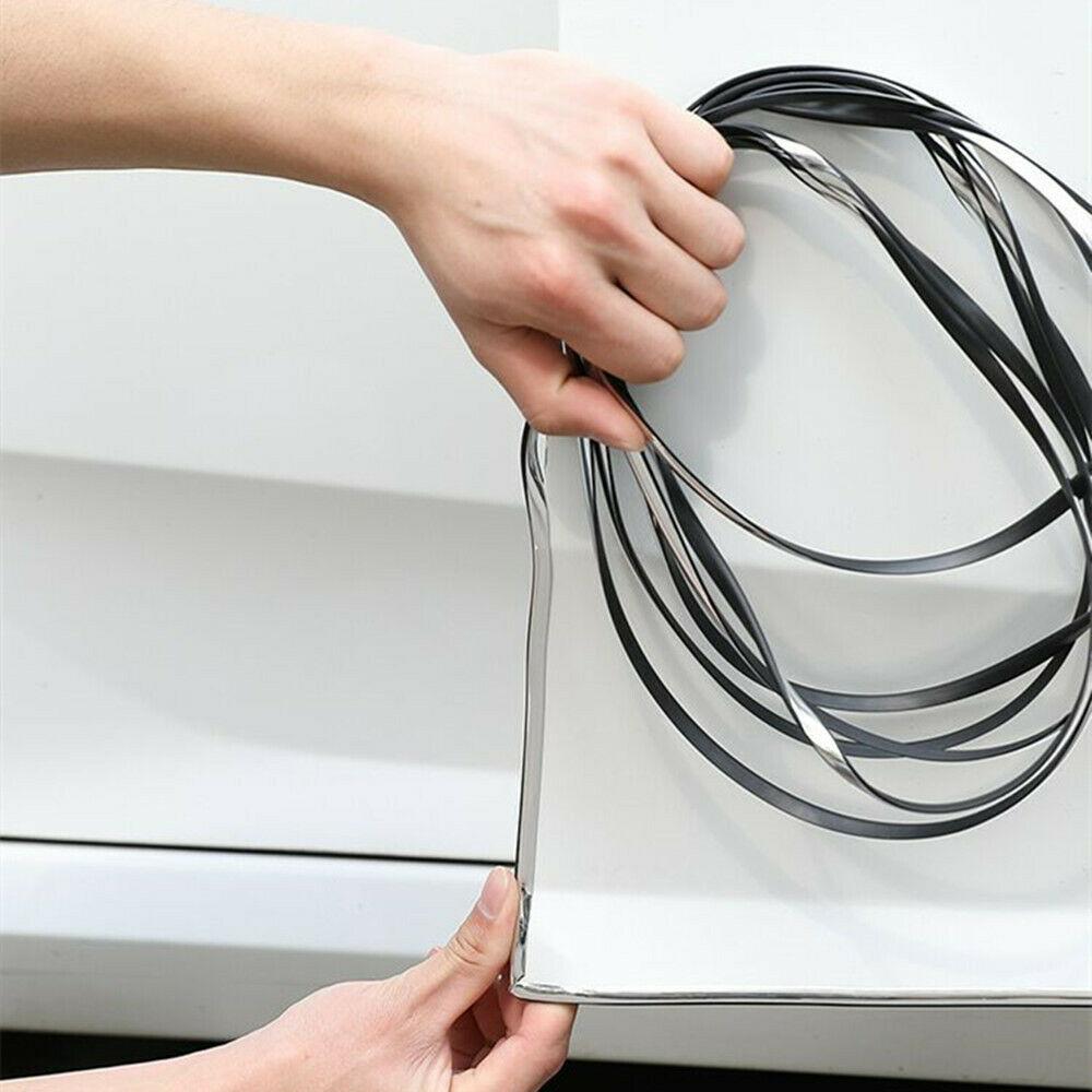 6M Car Door Chrome Moulding Edge Scratch Protection Strip Bumper Anti-collision Strip DIY Silver PVC Molding Decorative Strip
