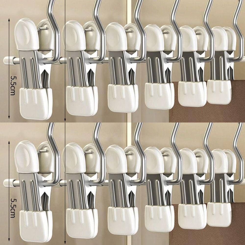 1/5/10PCS Windproof Stainless Steel Pants Clip with Hook Home Storage Rack  for Household
