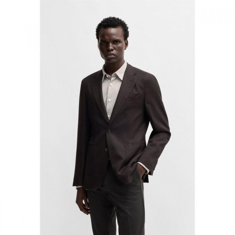 

Boss Slim Fit Jacket Check Wool Blend Dark Purple 54