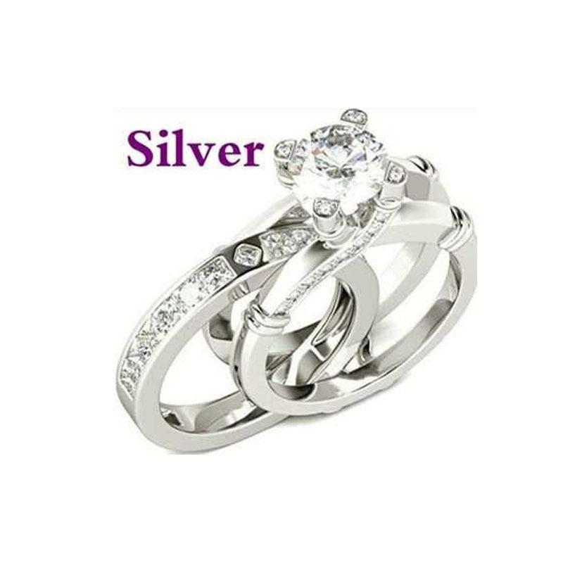 Kreative Kombination Drei Ringe Set Mit Diamanten Vielseitig Mode Damenring Gold Zweifarbig Ring Diamant