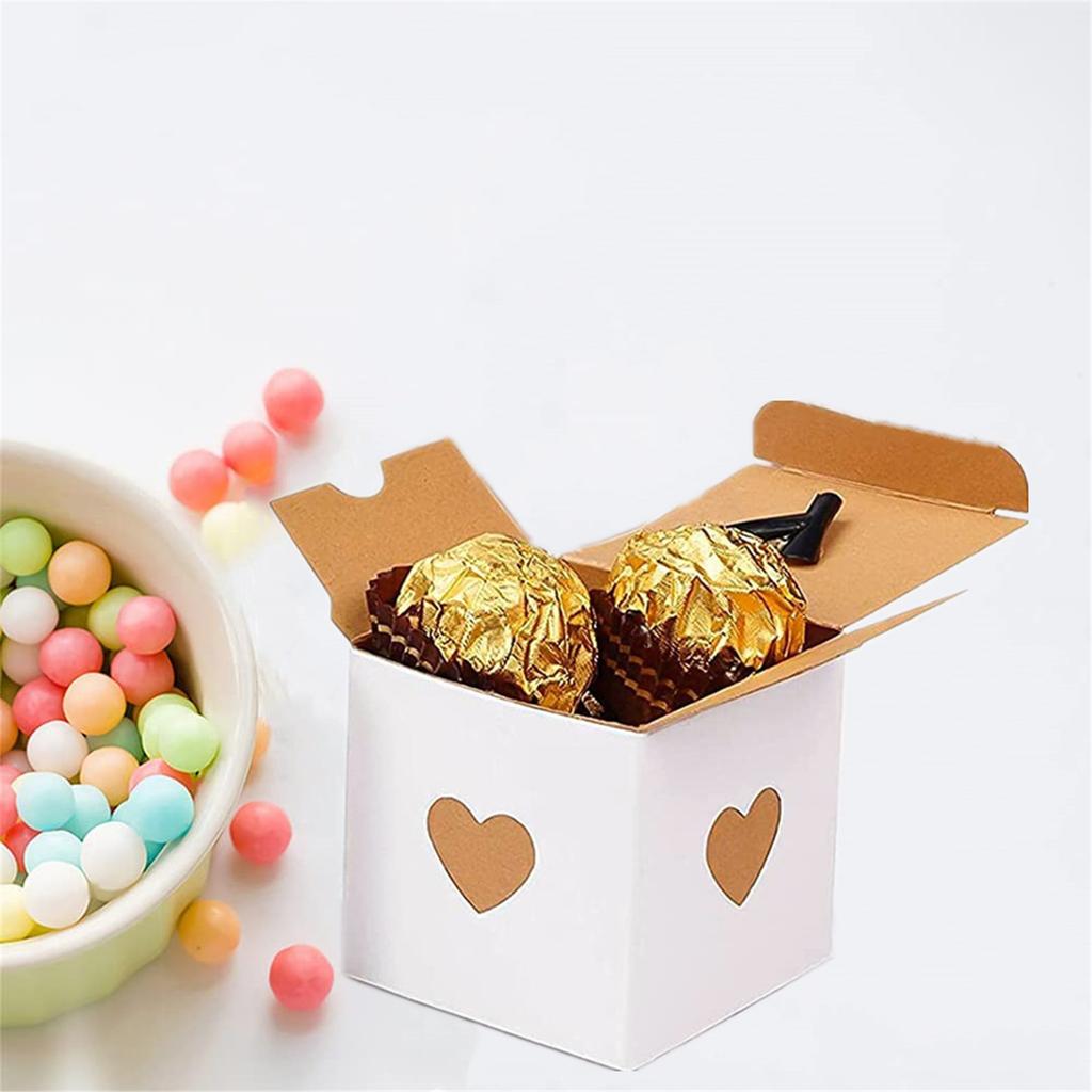 50pcs Kraft  Paper  Gift Box Recyclable Beautiful Simple Heart-to-heart Design Retro Candy Packaging Box For Gift Wrapping