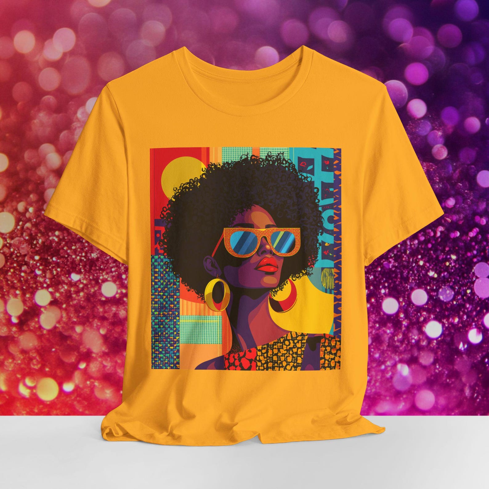 Afro Beautiful Black Woman Shirt - Melanin Poppin Afrocentric Tee, Vibrant Black History Fashion, Retro Style T-Shirt, XS-5XL Soft Oversized S