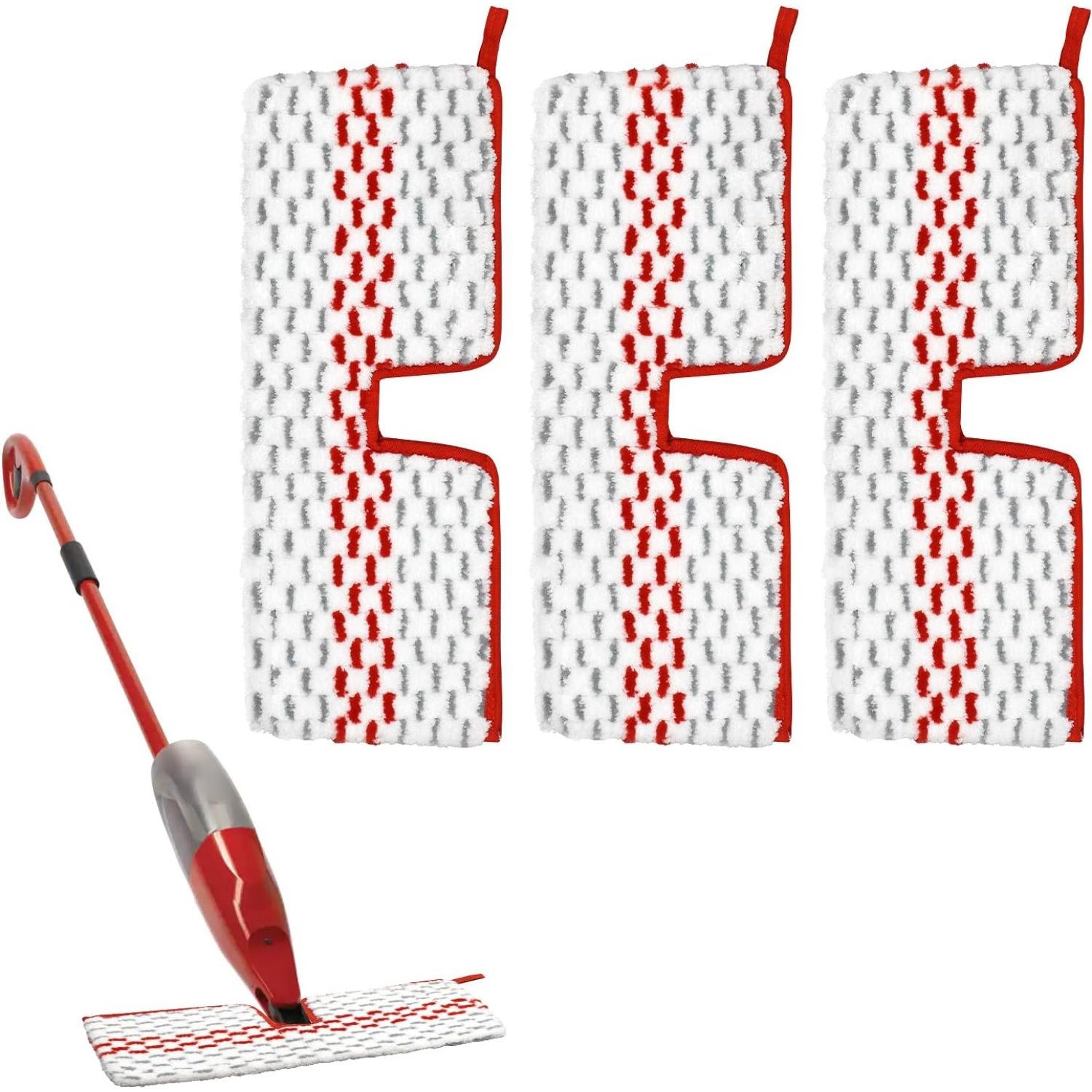 

Microfiber Spray Mop Pads Compatible with Oceda ProMist MAX, Dual-Action Washable Flip Mop Pads Replacement for Dry Wet Floor Cleaning, 3 Packs Red A