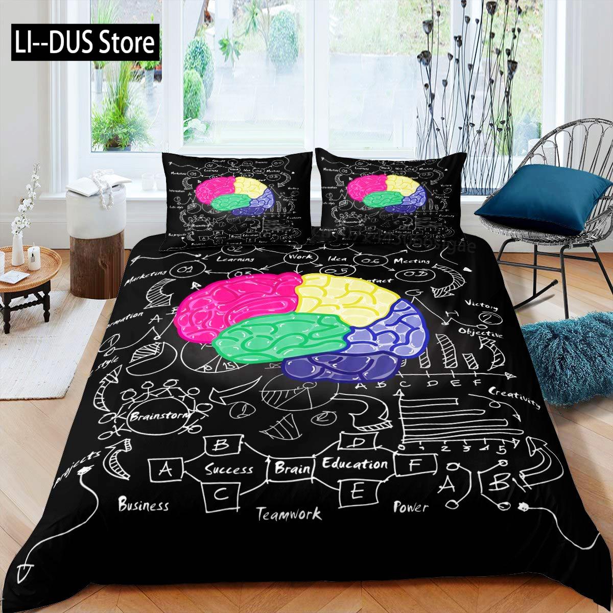 

Comforter Human Brain For Boy Child Students Microfiber Music Art Decor Math Science Subject Theme Bedding Set Comforter (quilt)-EU Single(135*200cm)3pcs