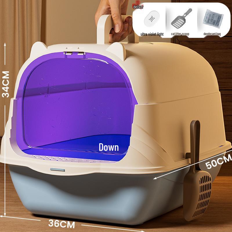Extra Large Enclosed Cat Litter Box with Deodorant and Splash Guard