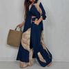 European and American Women's Clothing Spring New Fashion Casual Color Matching Loose Shirt Top Trousers Two-piece Set