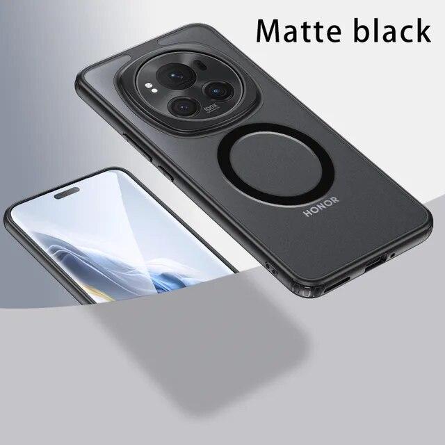 Akryl støtsikker Magsafe-veske for Honor Magic 6 Pro Matte, klar trådløs lading bakdeksel for Honor Magic6 Pro Shell Ingen gulning