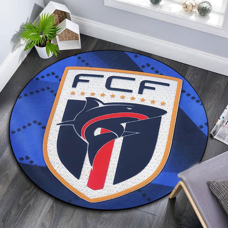 Kulatý koberec národního fotbalového týmu Kapverdy, Protiskluzový omyvatelný kruhový koberec do obývacího pokoje, ložnice, herny, Dekorace pro sportovní fanoušky, Dárek k svátku, k narozeninám
