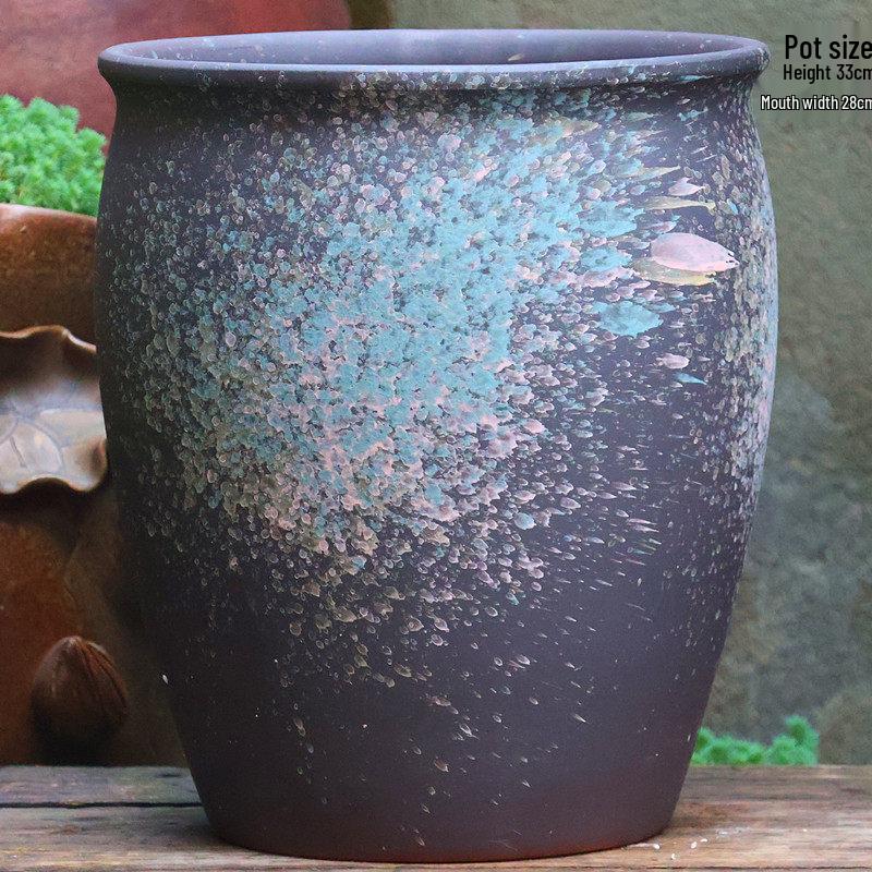 Large Vintage Ceramic Flower Pot for Indoor/Outdoor Plants - Breathable Tall Wide-Mouth Design for Bougainvillea & Succulents