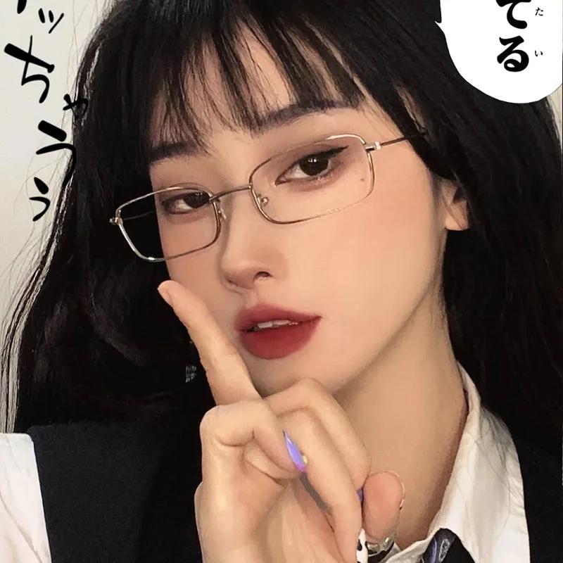 Japanese Harajuku Glasses Frame Women No Makeup Fashion Anti-blue Light Glasses Men Contrasting Cute Decorative Glasses