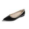 Fashion New Riveted Pointed Toe Single Shoes Riveted Patent Leather Soft Sole French Slip Feet Temperament Non-Slip Flats