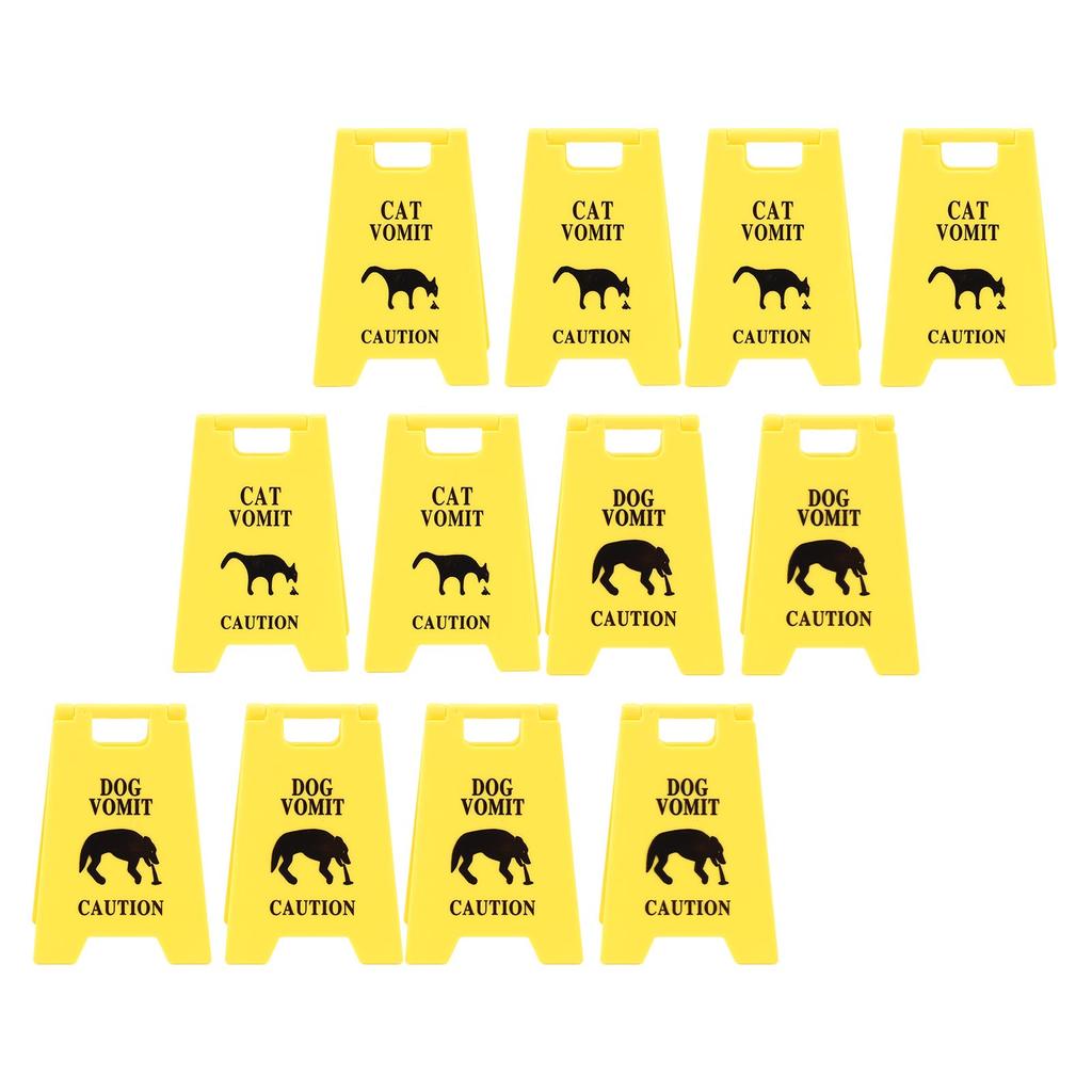 Cat Vomit Caution Sign Plastic Innovative Design Obvious Dogs Vomits Warning Sign for Indoor
