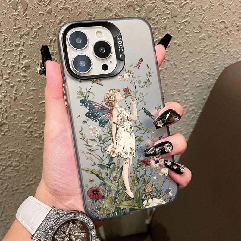 Pretty Butterfly Wing Little Girl Phone Cover For for IPhone 13 12 Mini 11 Pro Max 16 Pro Max 15 Pro 14 Plus Laser Phone Cases