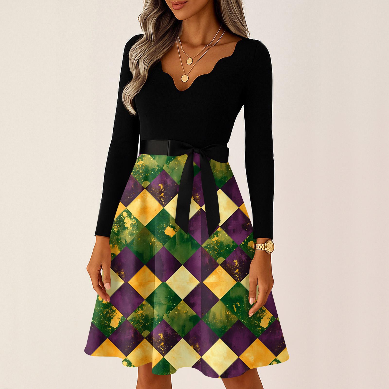 

Женское повседневное модное платье с V-образным вырезом и длинным рукавом с принтом в винтажном стиле XXL винный