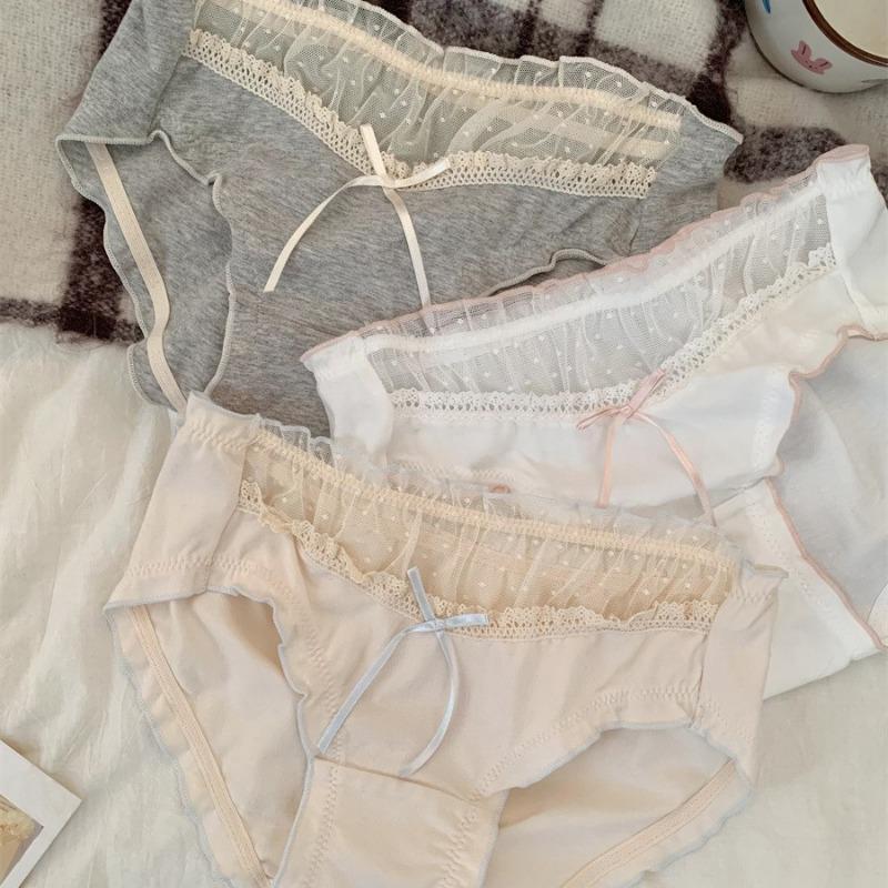 Mädchen Frühling Süß Neu Bequem Baumwolle Spitze Kante Rein Sexy Baumwollzwickel Unterwäsche
