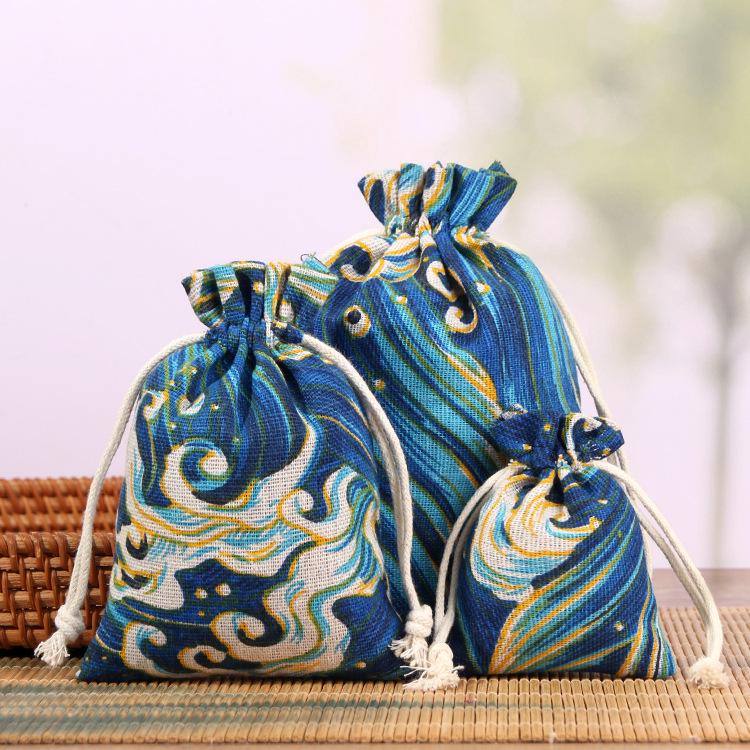 

Printed Cotton Linen Drawstring Jewelry Gift Pouch 7x9 cm