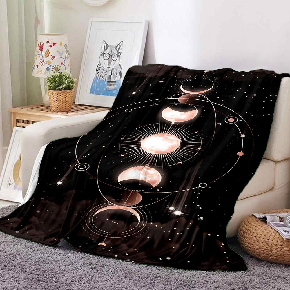 1pc Moon Phases Celestial Blanket, Lightweight Flannel Throw Blanket for Sofa, Bed, Travel, Camping, Living Room, Office, Couch108