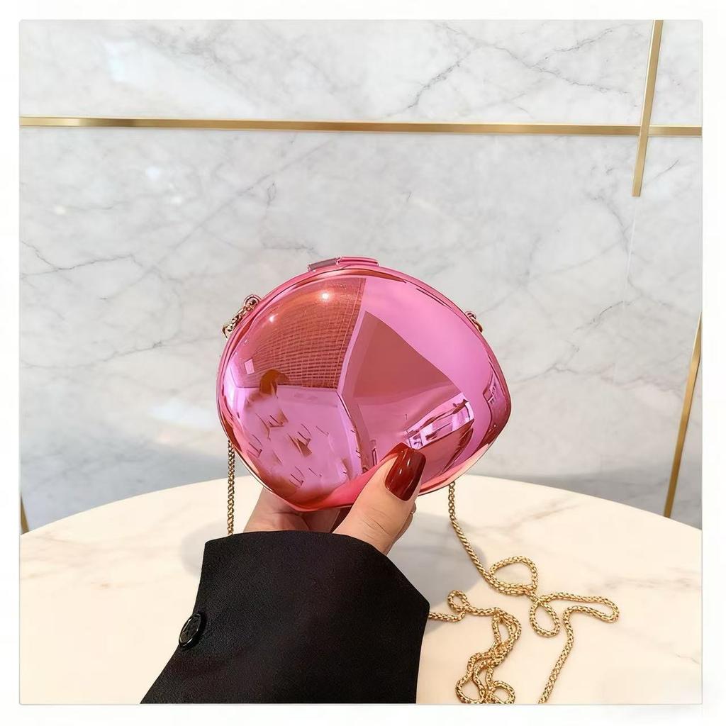 Metallic Acrylic Goose Egg Shape Bag Luxury Clutch Purse Mini Women's Wallet Shoulder Shell Chain Bag Party Crossbody Handbag