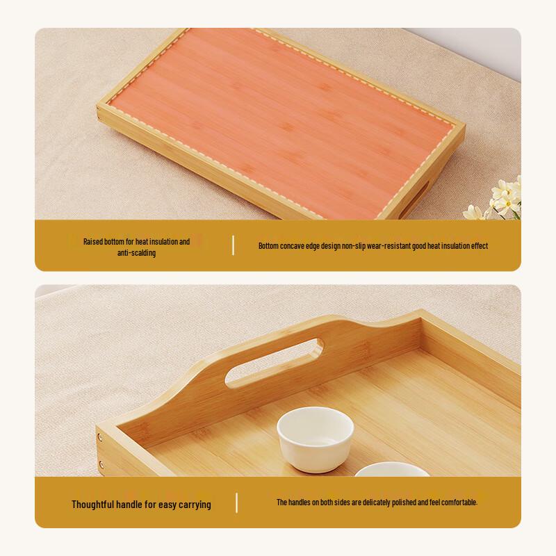 Serviertablett aus Bambusholz mit Griffen