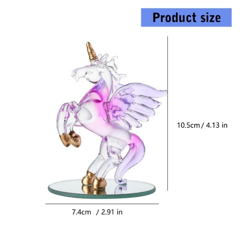 Flying Horse Statue Artificial Crystal Figurine with Winged and Golden Edges Gift For Women And Home Office Decoration
