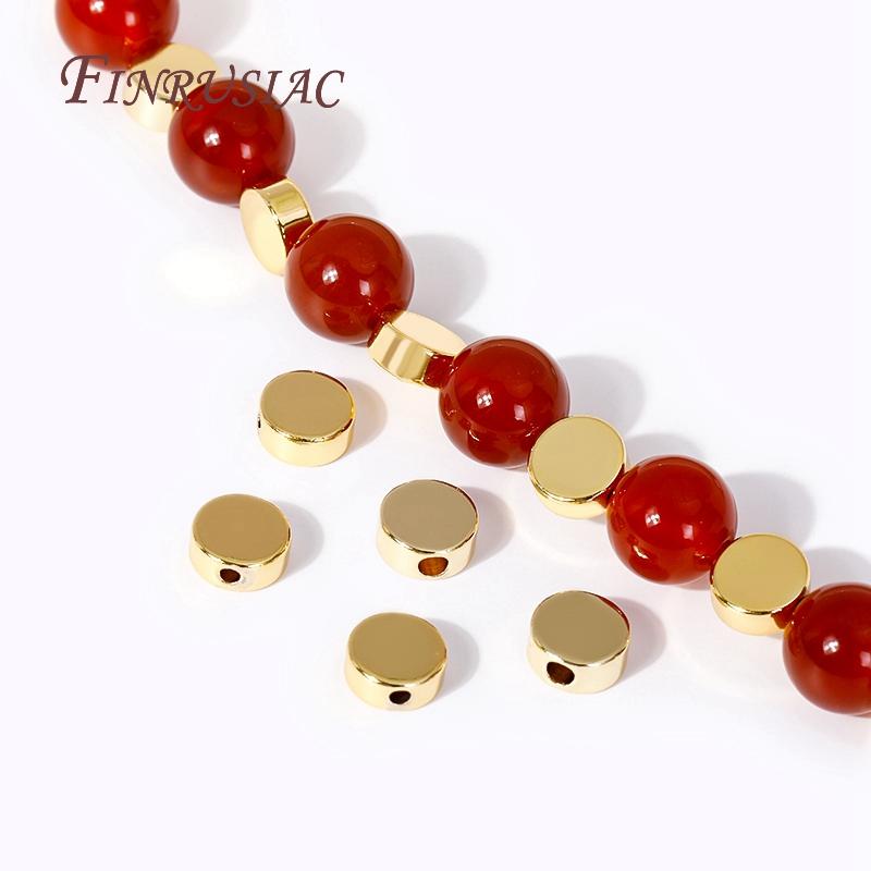 6X3MM 18K Gold Plated Flat Round Spacer Beads,High Quality Brass Metal Loose Bead Separators For Jewelry Making DIY Accessories